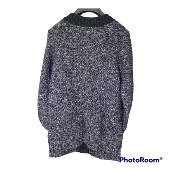 𝅺roots marled charcoal chunky knit v-neck button front cardigan - Picture 2 of 6